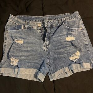 Denim Distressed Women Shorts